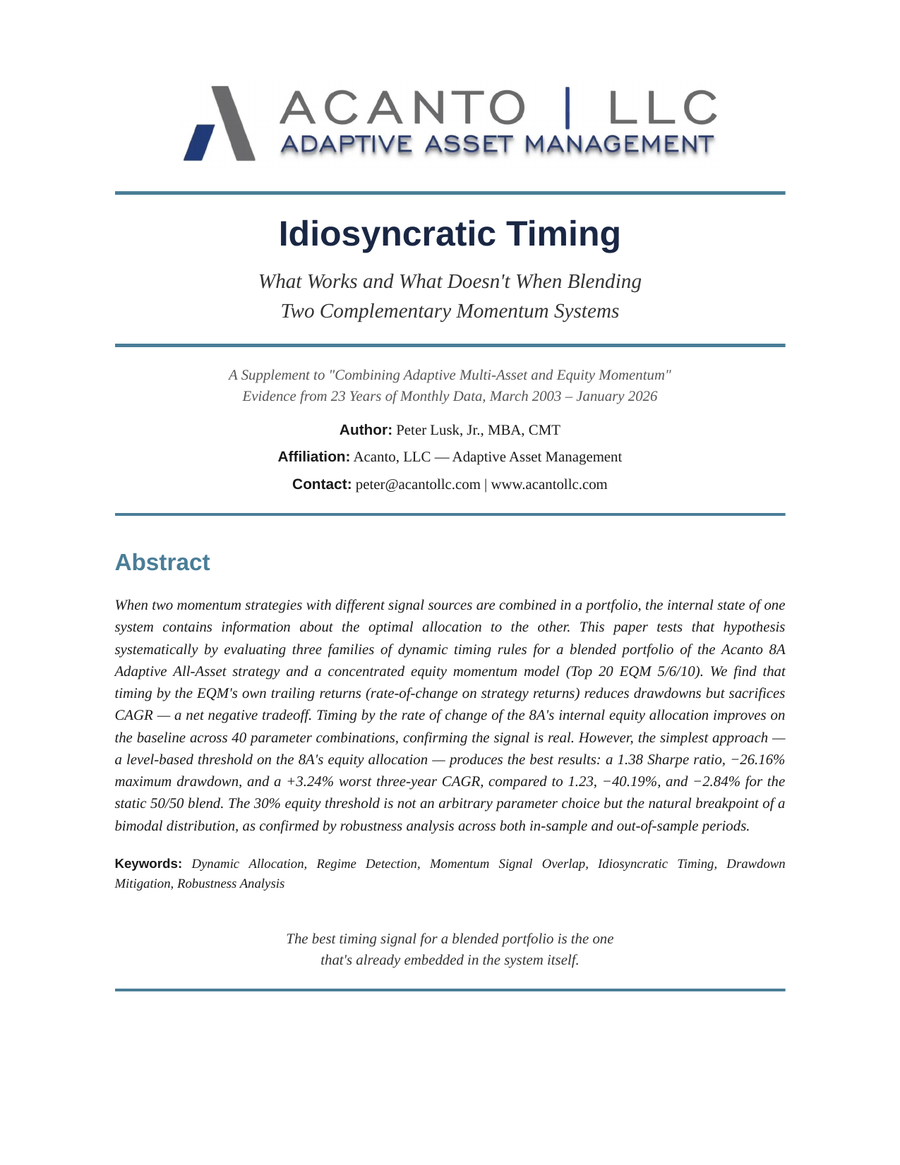 Idiosyncratic Timing