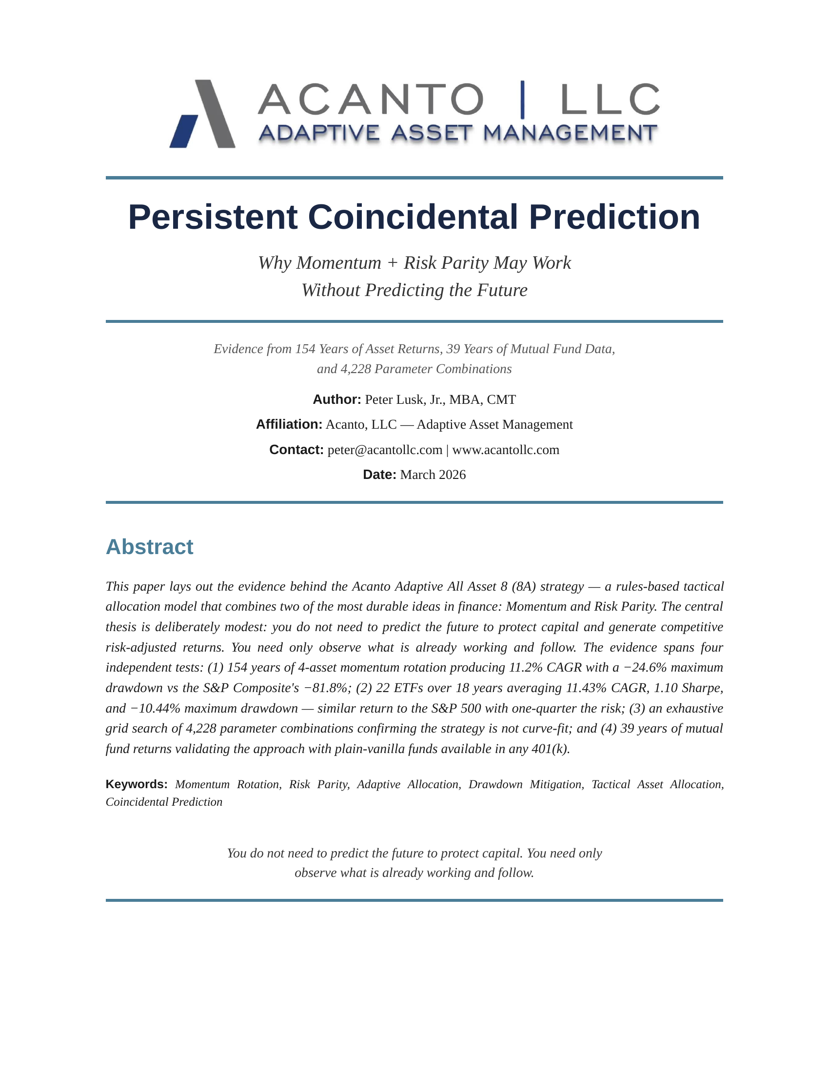 Persistent Coincidental Prediction — All Asset Momentum Research Paper