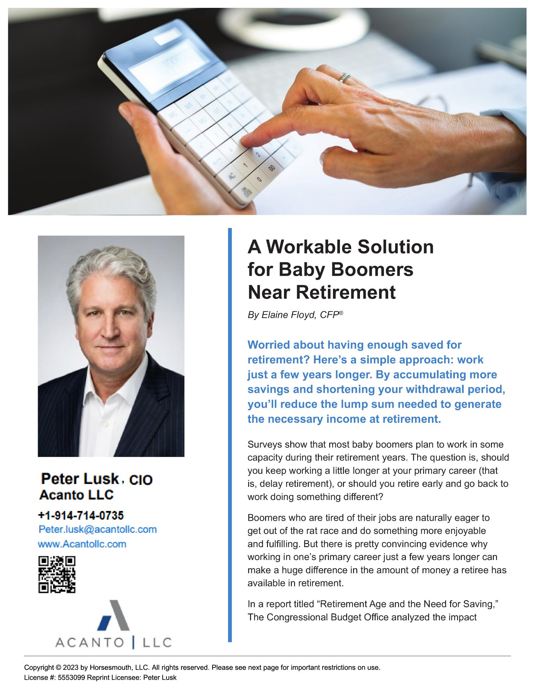 The Baby Boomer Retirement Planning Guide