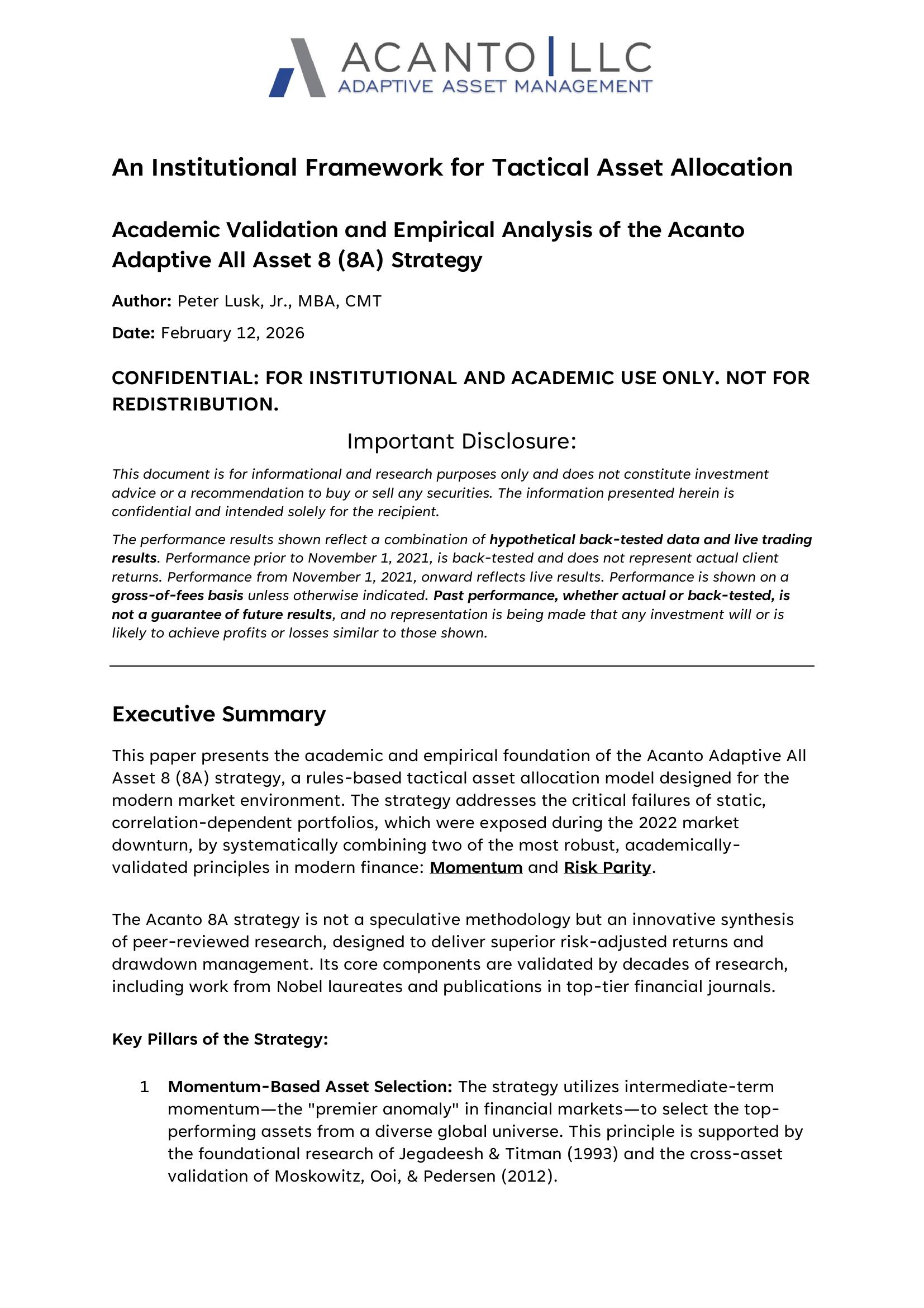 Academic Validation of Momentum and Risk Parity