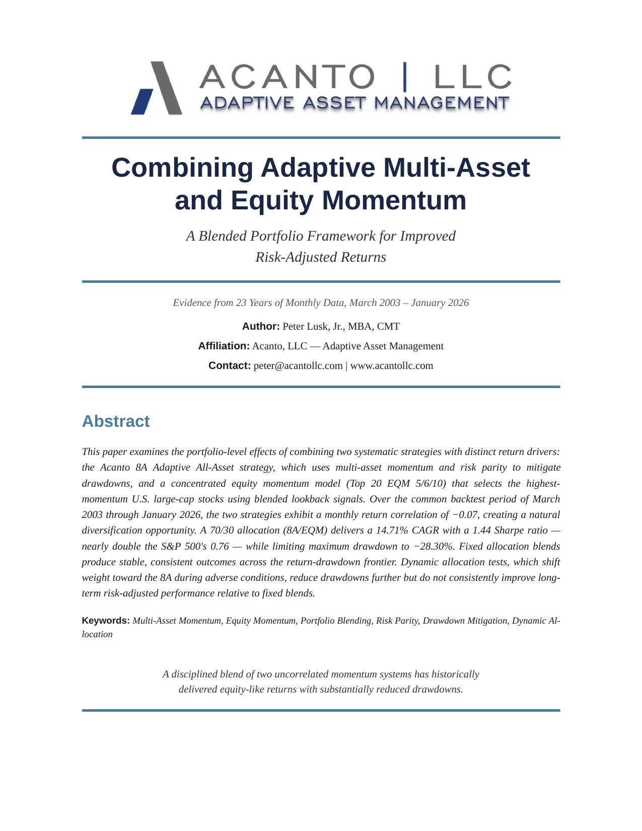 Blended Portfolio Framework Cover