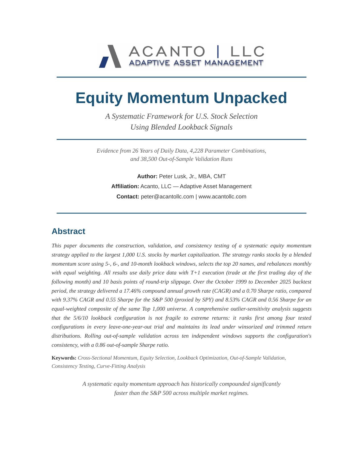 Equity Momentum Strategy Cover
